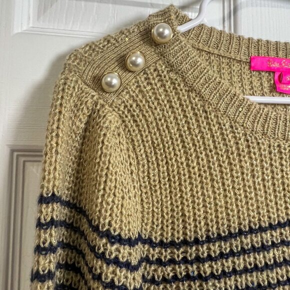 NWT Lilly Pulitzer Finney Sweater Sand Bar Sparkle Strip Size S - Picture 5 of 13